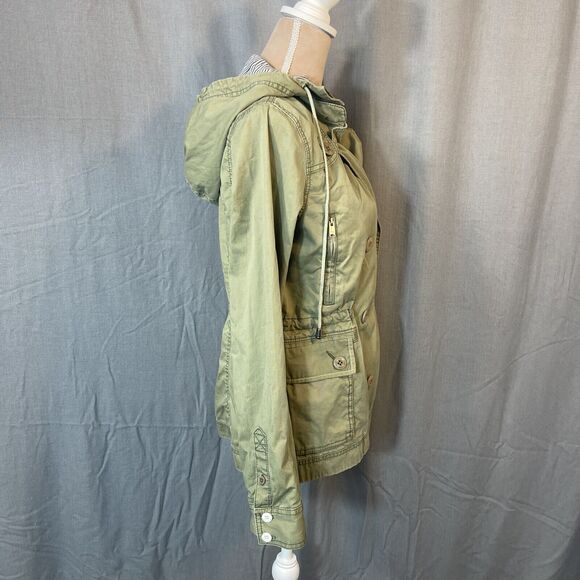 Safari Military Jacket Womens S/M Army Green Full Zip Hooded Normcore - Picture 8 of 12